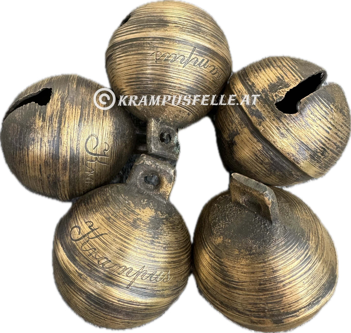 Messing Schelle 6 cm mit Krampus Gravur